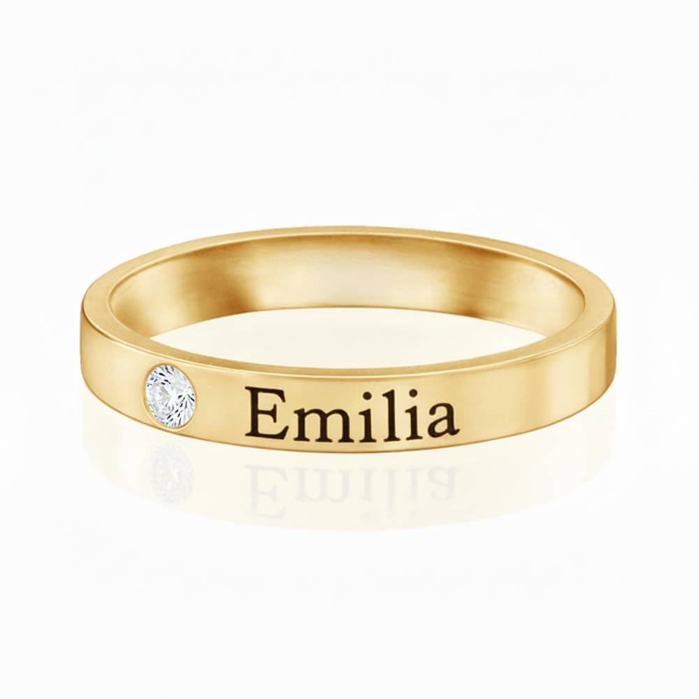 Ringstapel Namensring mit Diamant - Vergoldet-3 Ringstapel Namensring mit Diamant - Vergoldet-3 Produktfoto