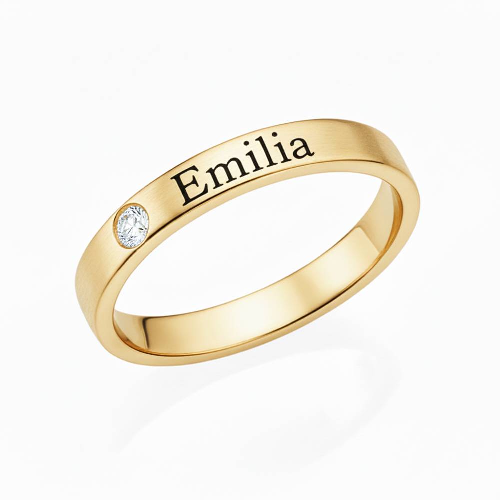 Ringstapel Namensring mit Diamant - Vergoldet-1 Ringstapel Namensring mit Diamant - Vergoldet-1 Produktfoto