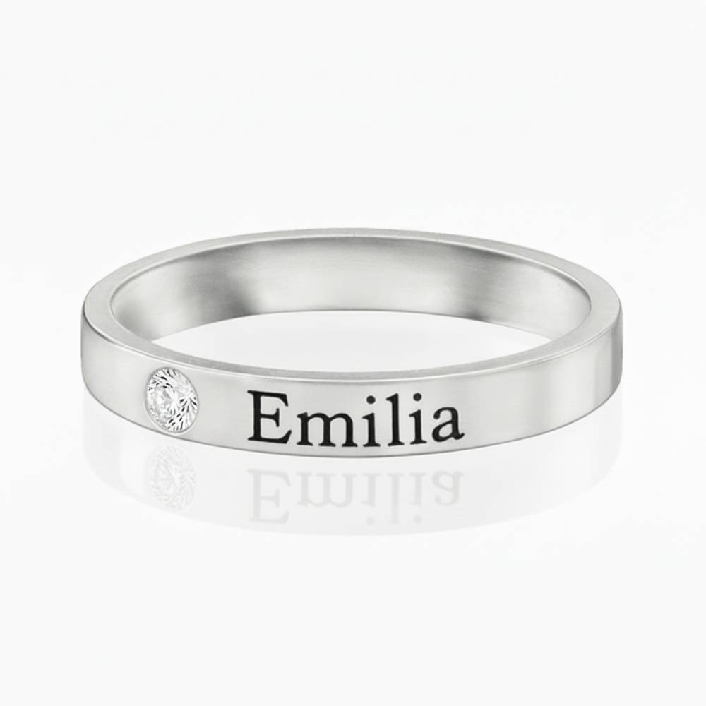 Ringstapel Namensring mit Diamant - Silber-3 Produktfoto