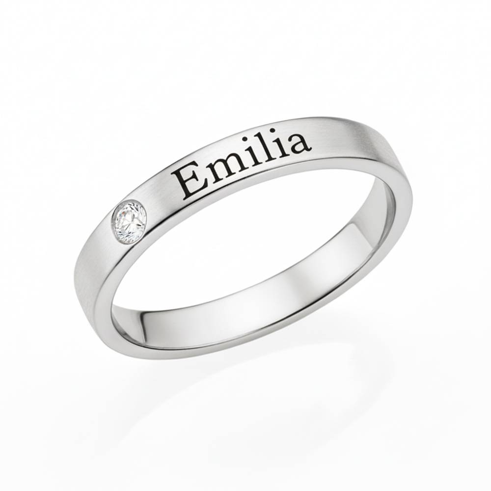 Ringstapel Namensring mit Diamant - Silber - Version-1 Produktfoto