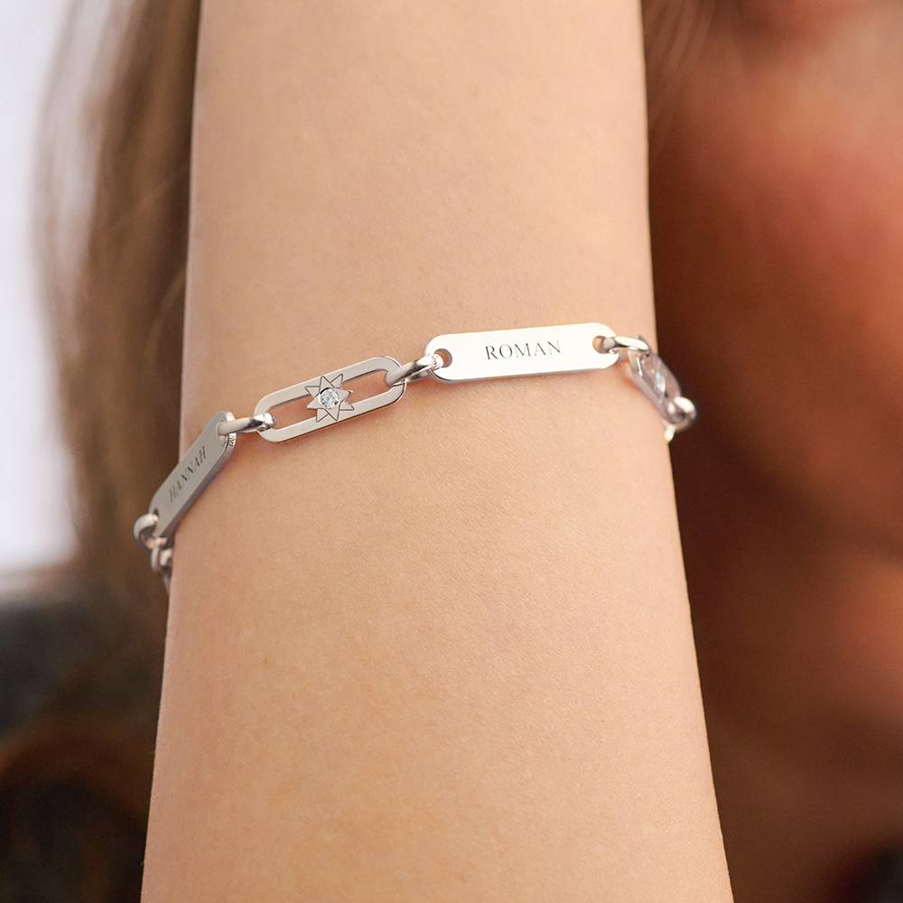 Starlight graviertes Gliederarmband - 925er Sterlingsilber-4 Produktfoto