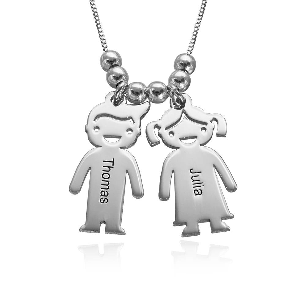 Mutterkette mit gravierbaren Kinder-Charms - in Silber-5 Produktfoto