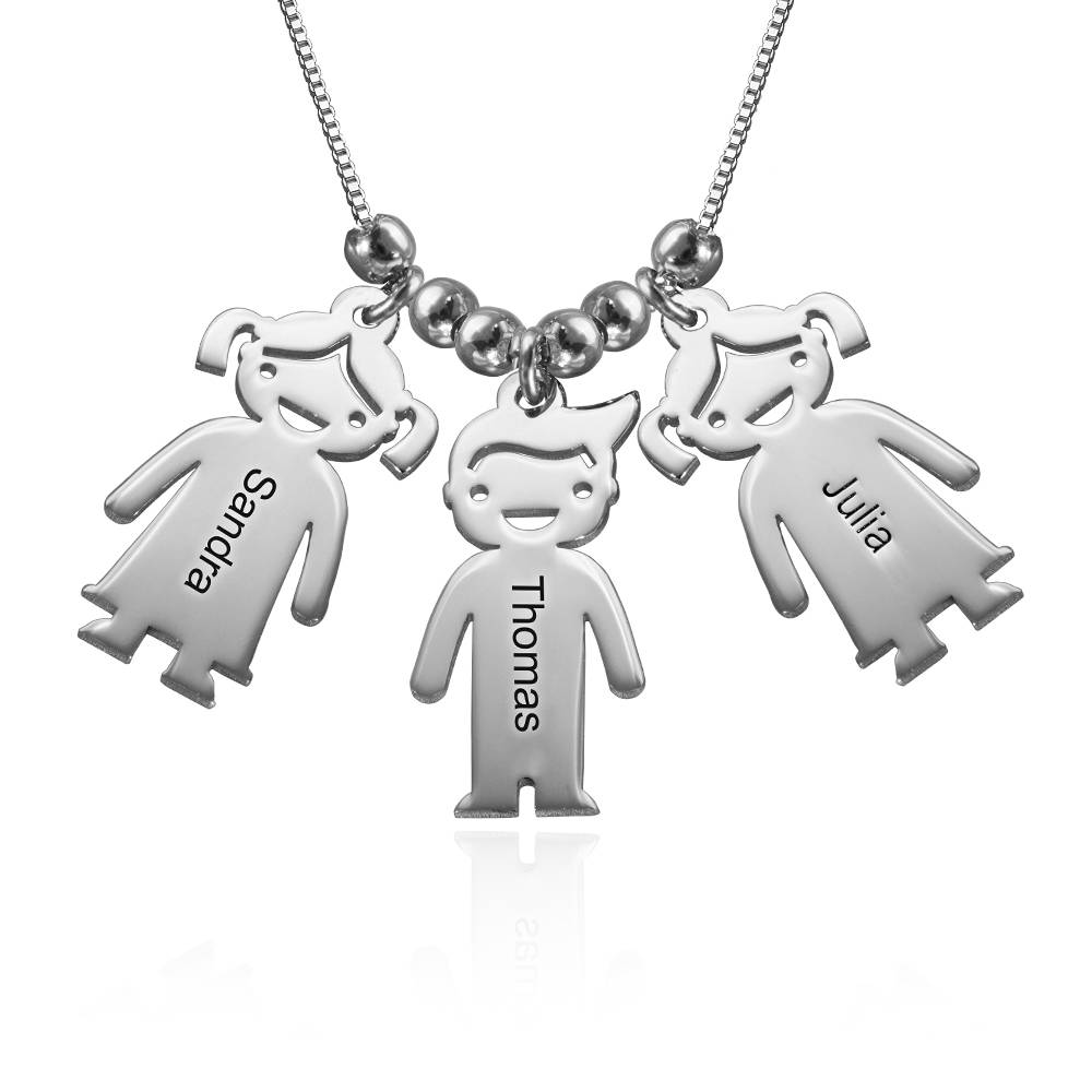 Mutterkette mit gravierbaren Kinder-Charms - in Silber-4 Produktfoto