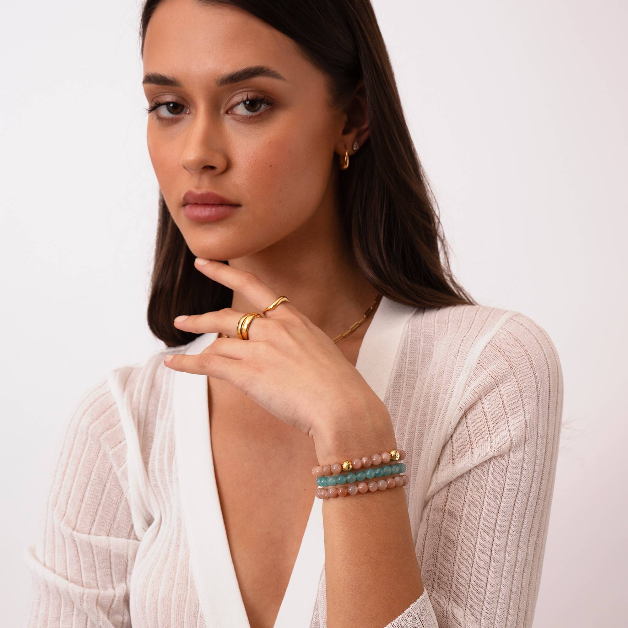 Sonnenstein Balance Perlenarmband mit gravierten Vermeil-Beads-2 Sonnenstein Balance Perlenarmband mit gravierten Vermeil-Beads-2 Produktfoto