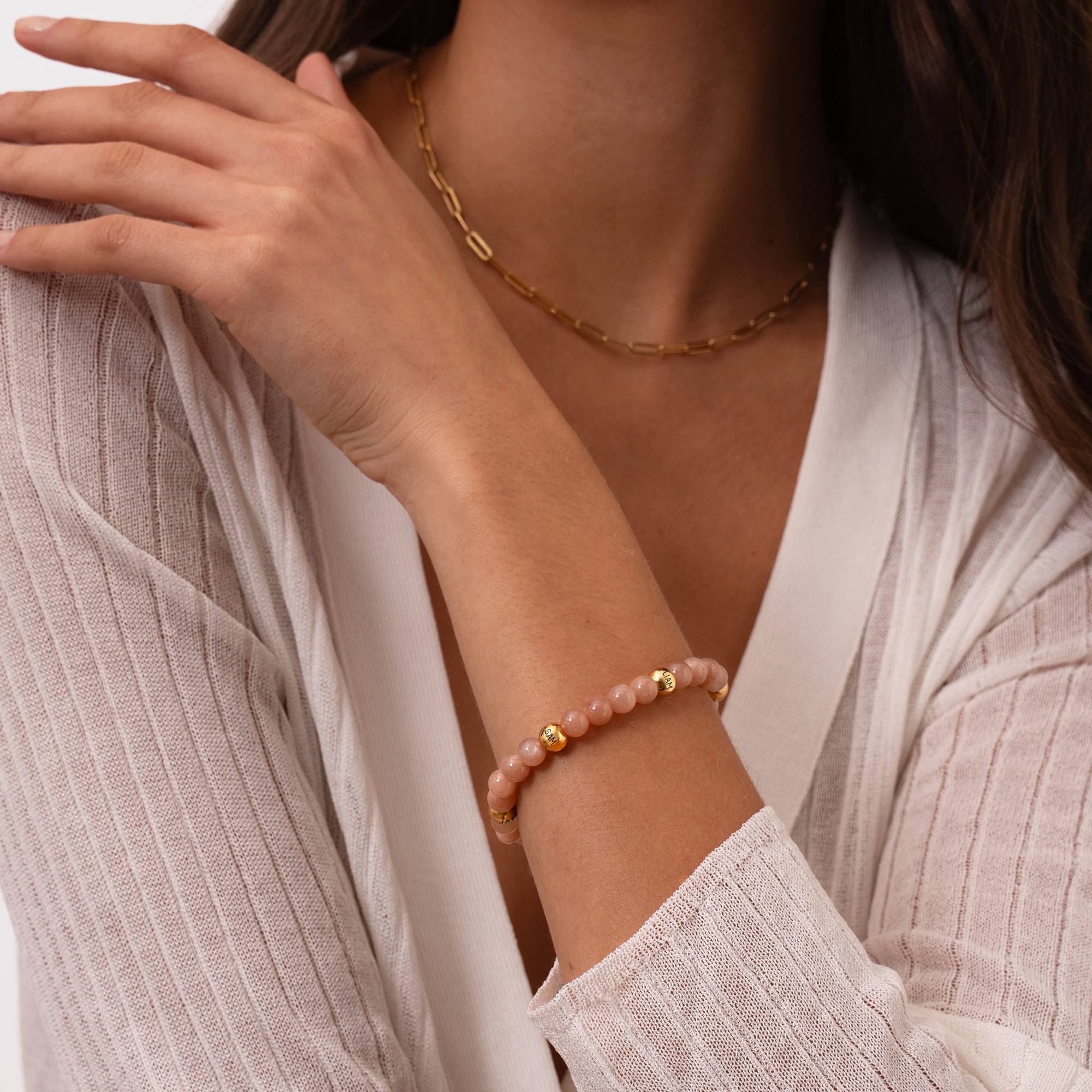Sonnenstein Balance Perlenarmband mit gravierten Vermeil-Beads-3 Sonnenstein Balance Perlenarmband mit gravierten Vermeil-Beads-3 Produktfoto