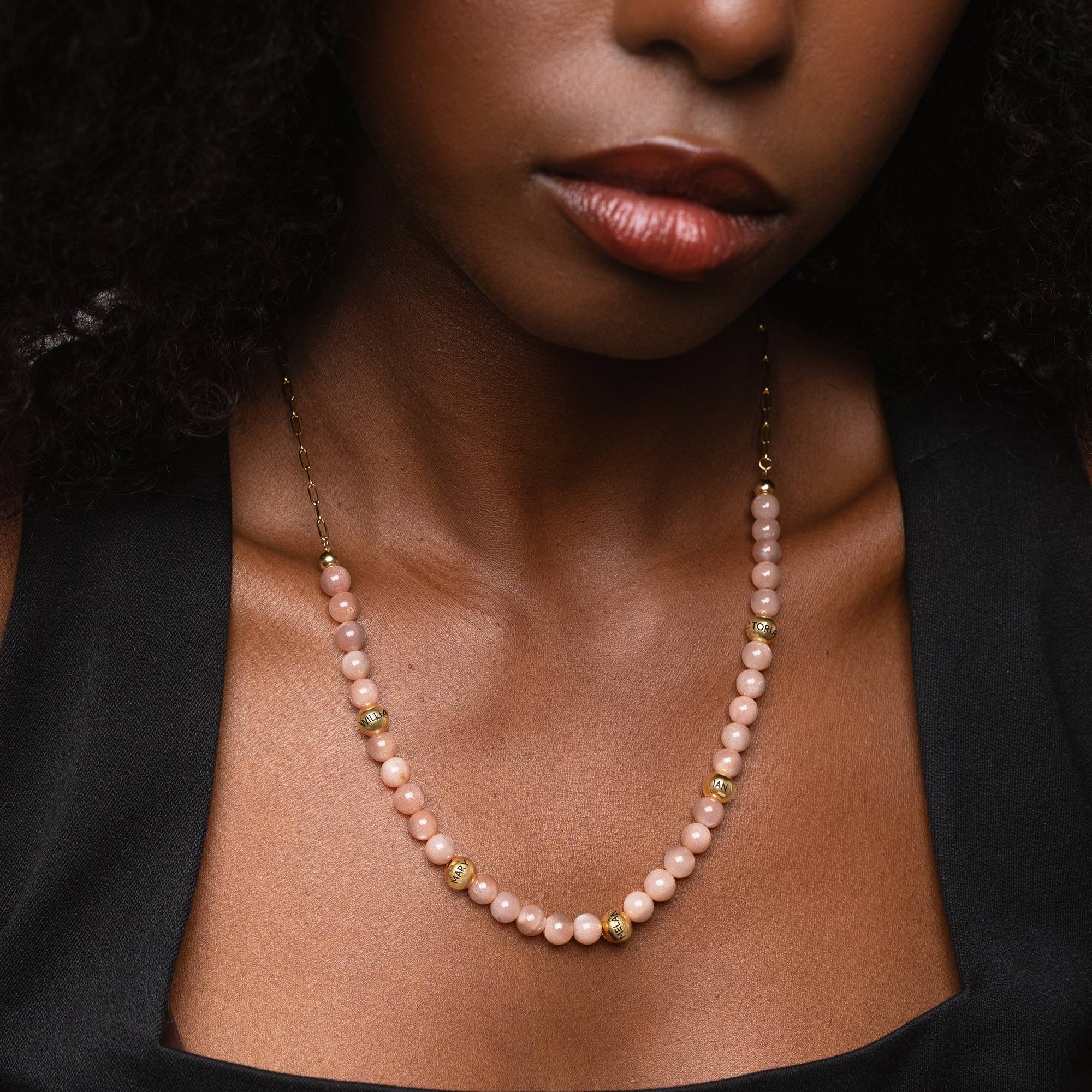 Sonnenstein Balance Perlenkette mit gravierten Vermeil-Beads-1 Produktfoto
