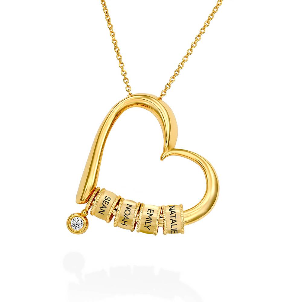 Charmante Herzkette mit gravierten Beads und 0,10 ct Diamant - Gold-Vermeil-1 Produktfoto