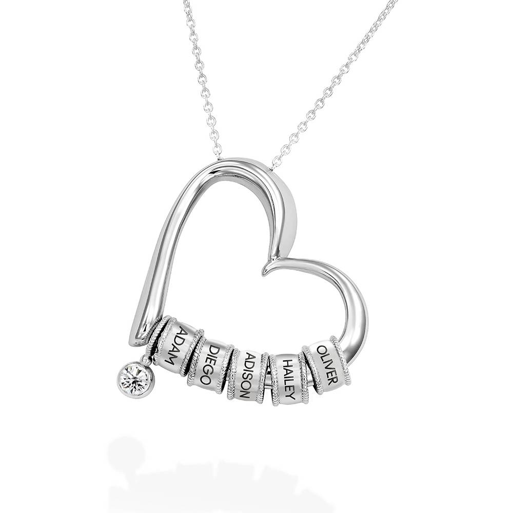Charmante Herzkette mit gravierten Beads und 0,10 ct Diamant - Silber-1 Charmante Herzkette mit gravierten Beads und 0,10 ct Diamant - Silber-1 Produktfoto