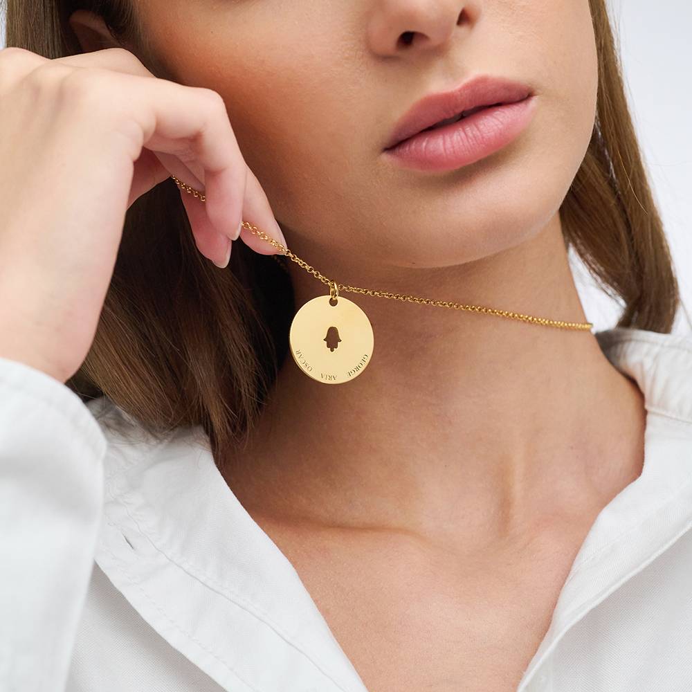 Symbolische Kreis-Halskette mit gravierten Namen - Gold-Vermeil-1 Produktfoto