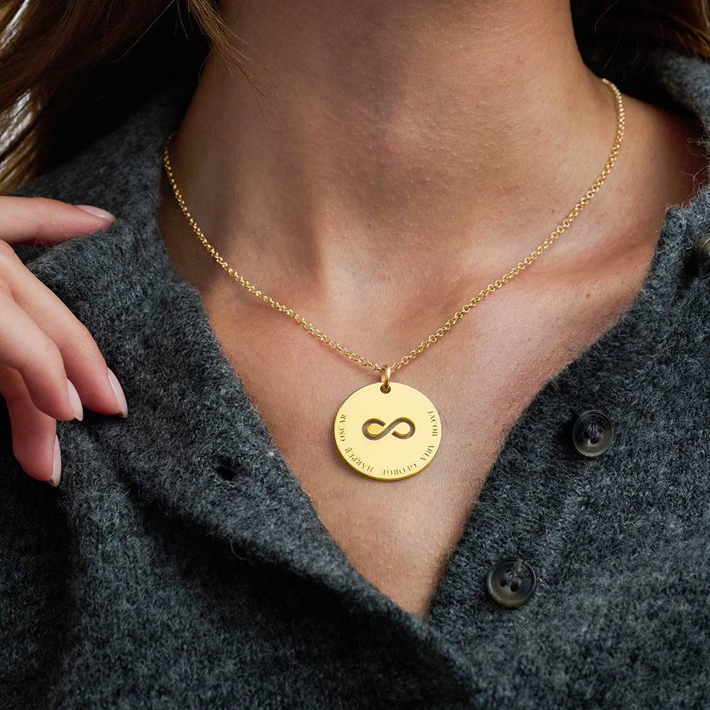 Symbolische Kreis-Halskette mit gravierten Namen - Gold-Vermeil-2 Produktfoto