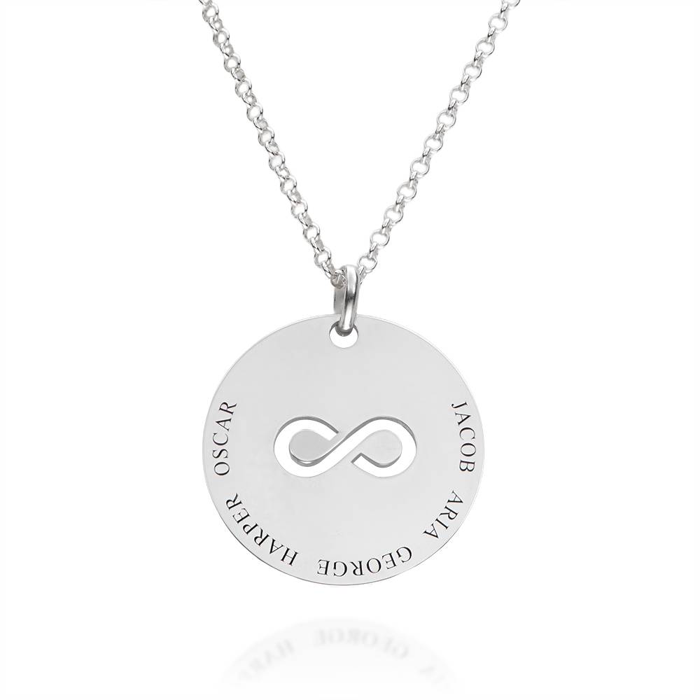 Symbolische Kreis-Halskette mit gravierten Namen - 925er Sterlingsilber-4 Produktfoto