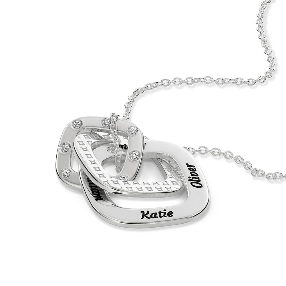 Teres gravierte Halskette mit Diamanten - 925er Sterlingsilber-4 Produktfoto