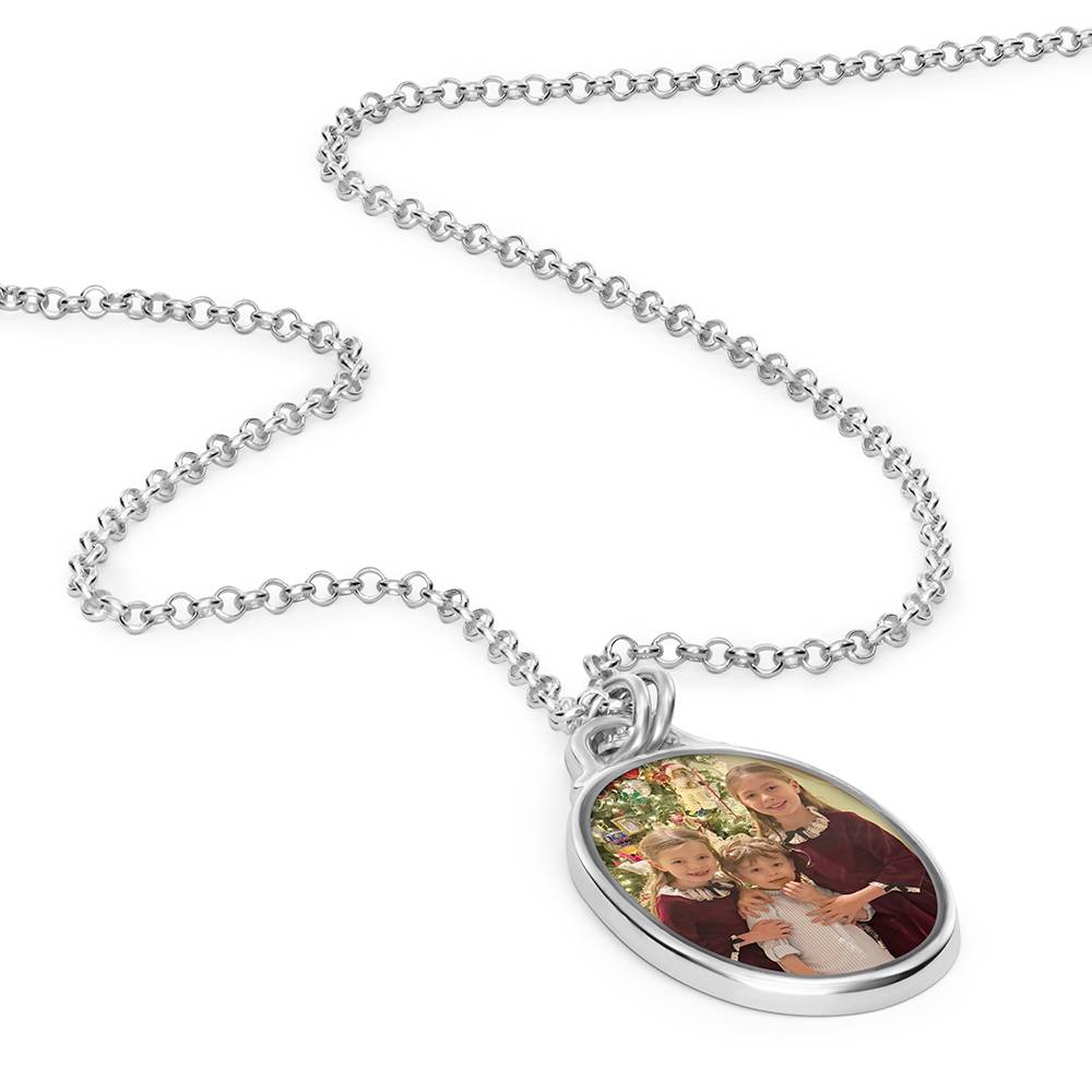 Ovale Foto-Kette Das Andenken - Silber-3 Produktfoto