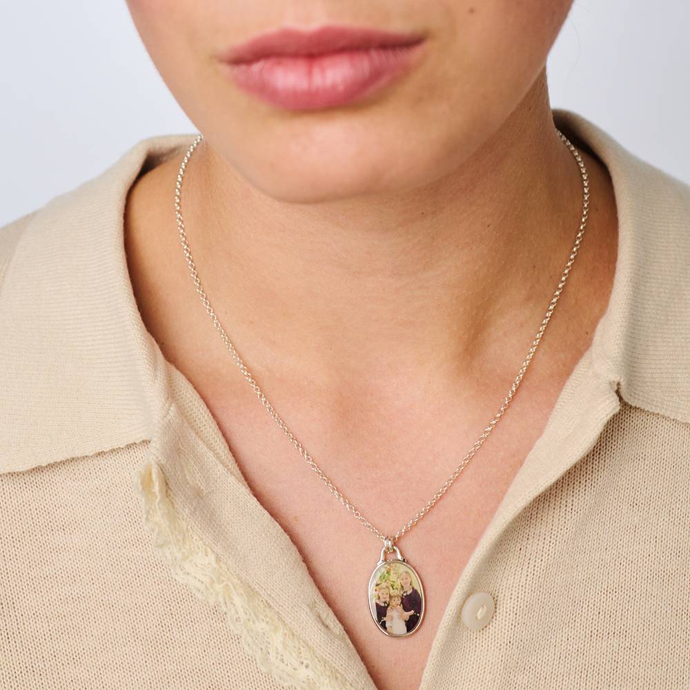 Ovale Foto-Kette Das Andenken - Silber-2 Produktfoto