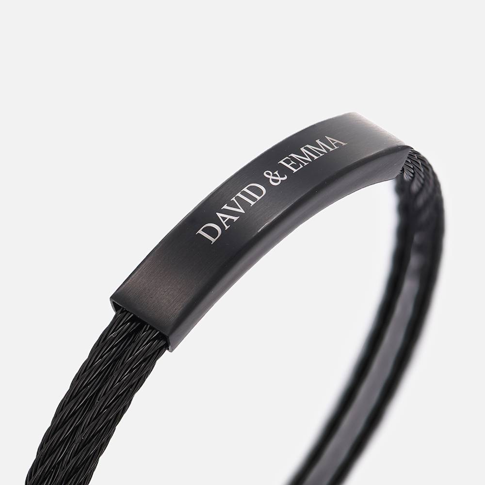 The Leader - schwarzes graviertes Manschettenarmband für Männer-6 Produktfoto