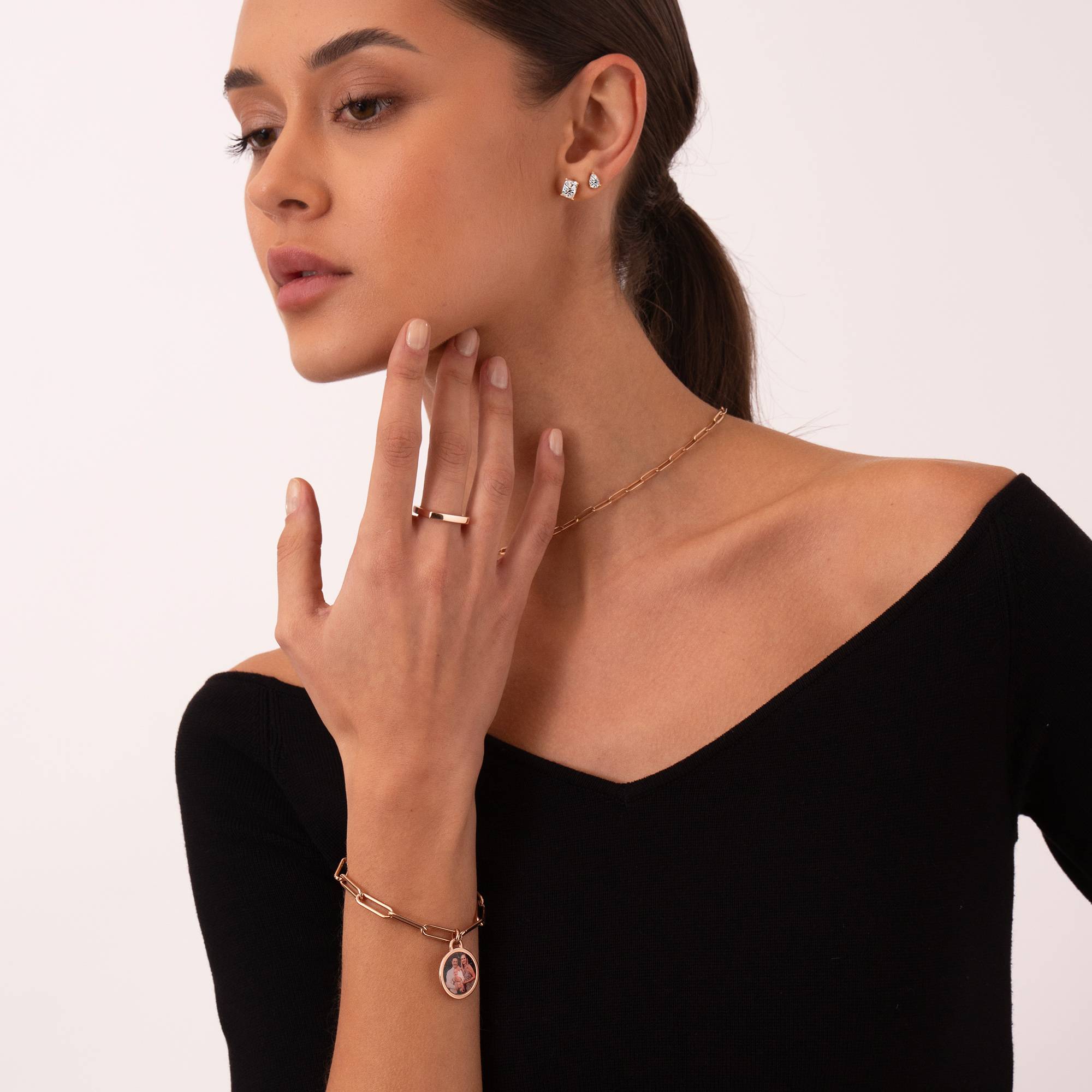 Für Immer Foto-Anhänger Armband - rosévergoldetes Sterlingsilber-3 Produktfoto