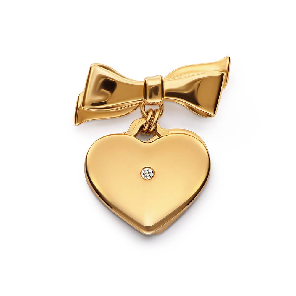 Brosche Herzchen mit 0,05 ct Diamant - Vergoldet-3 Produktfoto