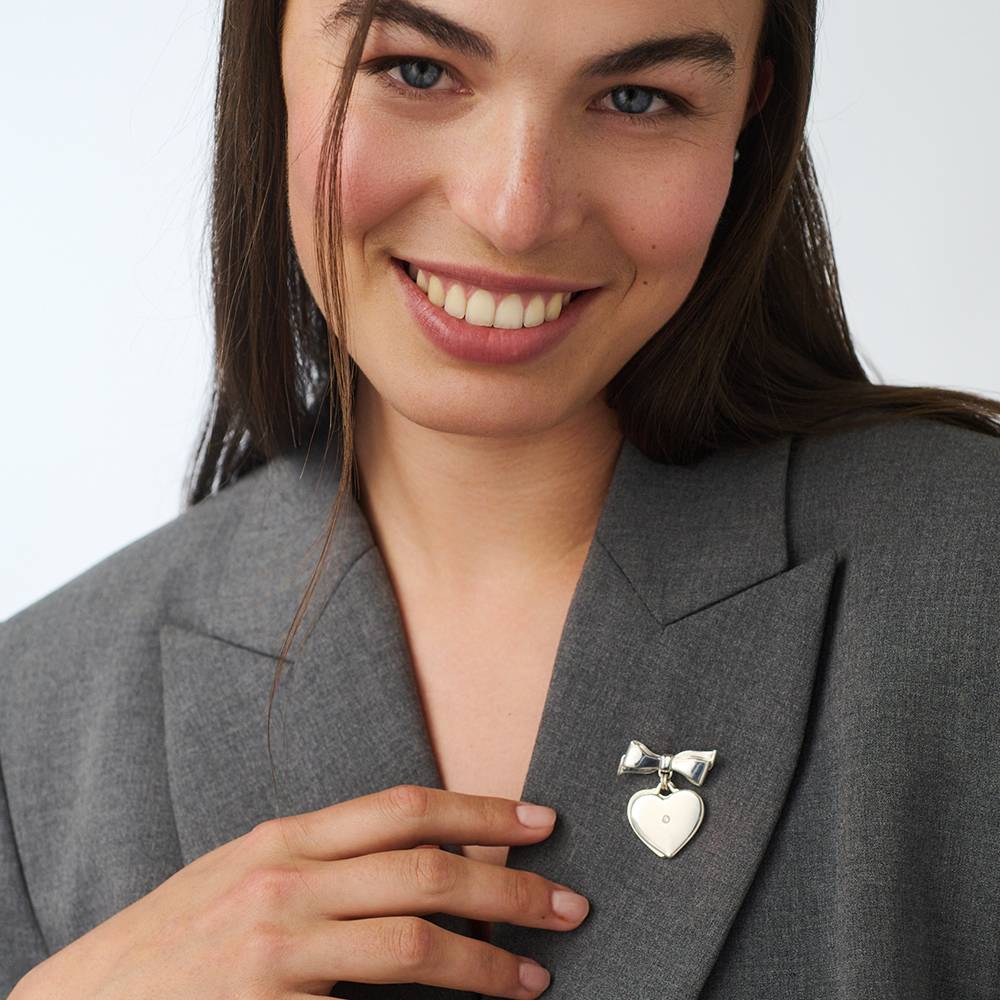 Brosche Herzchen mit 0,05 ct Diamant - Silber-2 Produktfoto