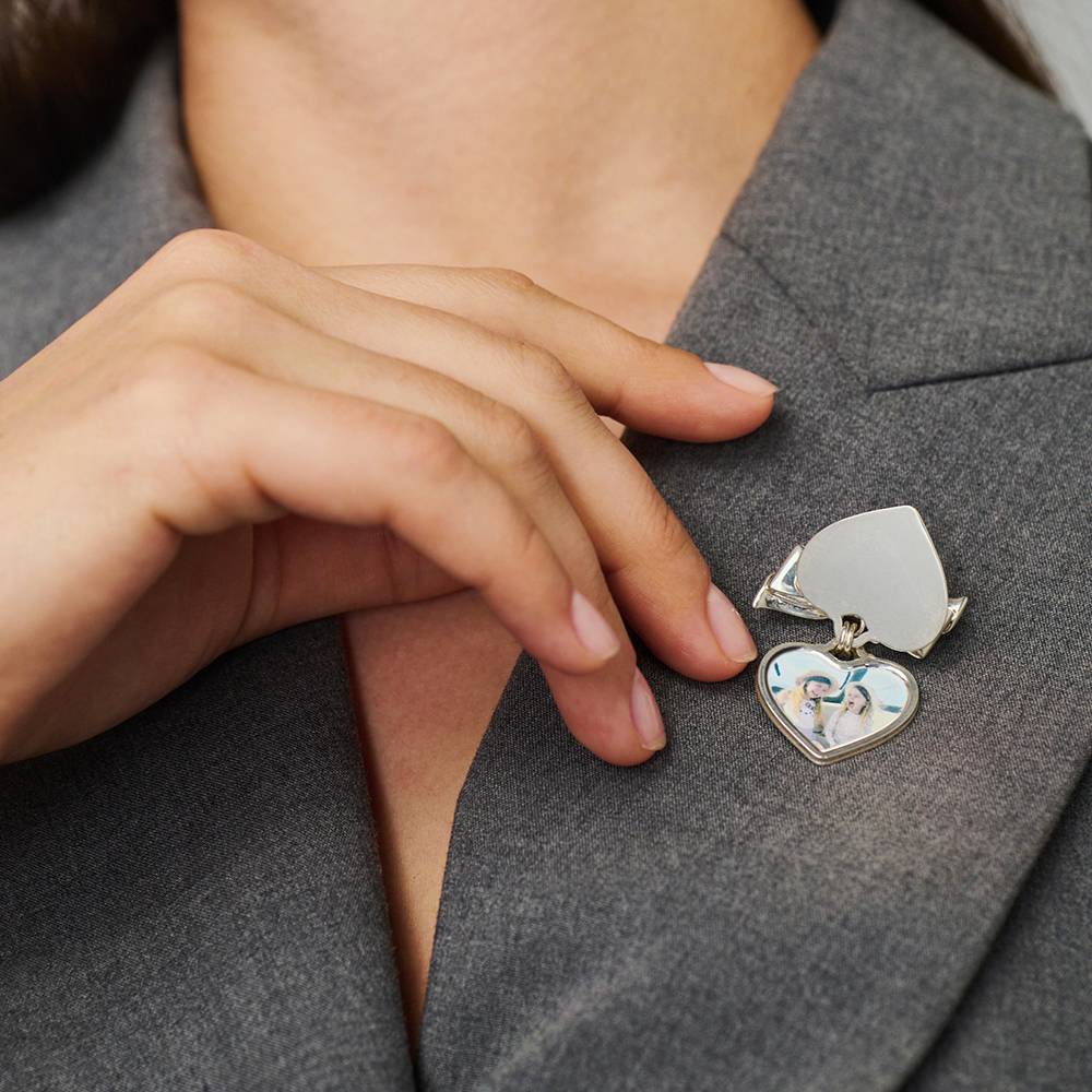 Brosche Herzchen mit 0,05 ct Diamant - Silber-4 Produktfoto