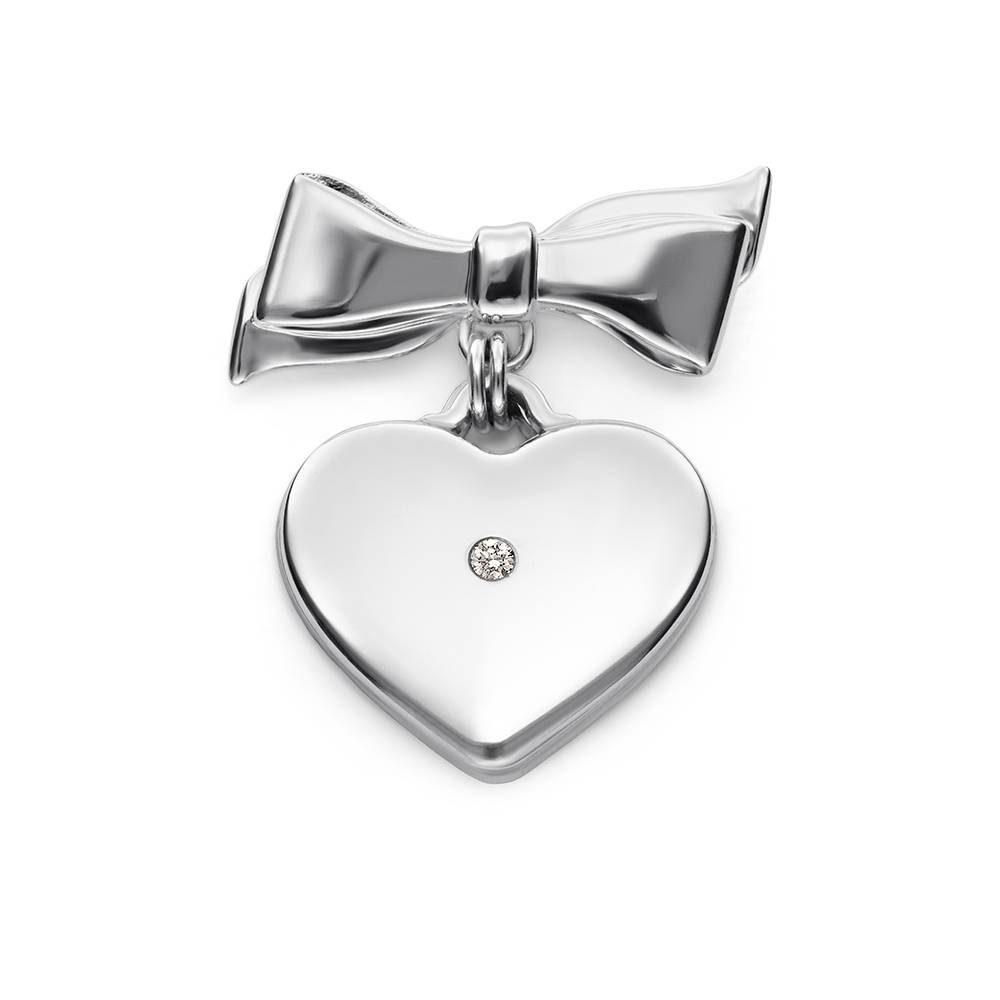 Brosche Herzchen mit 0,05 ct Diamant - Silber-3 Produktfoto