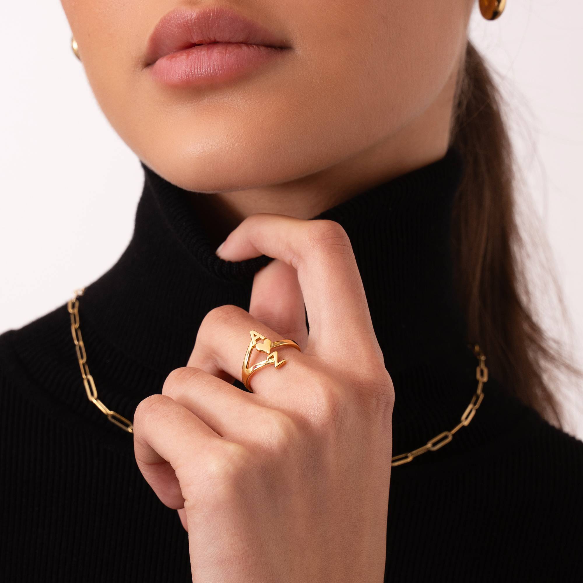 Unendlichkeitsring mit drei Initialen - Gold-Vermeil-5 Produktfoto