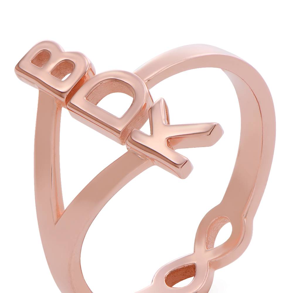 Unendlichkeitsring mit drei Initialen - rosévergoldetes Sterlingsilber-2 Produktfoto