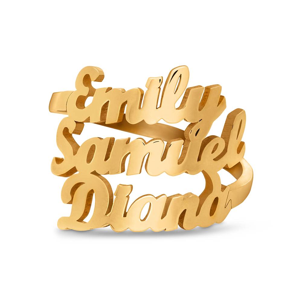 Script Ring mit drei Namen - Gold-Vermeil-5 Produktfoto