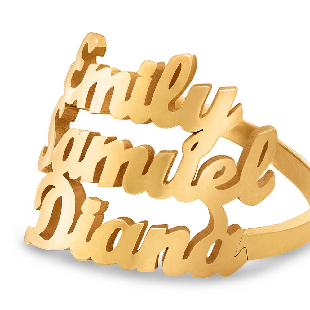 Script Ring mit drei Namen - Gold-Vermeil-4 Produktfoto