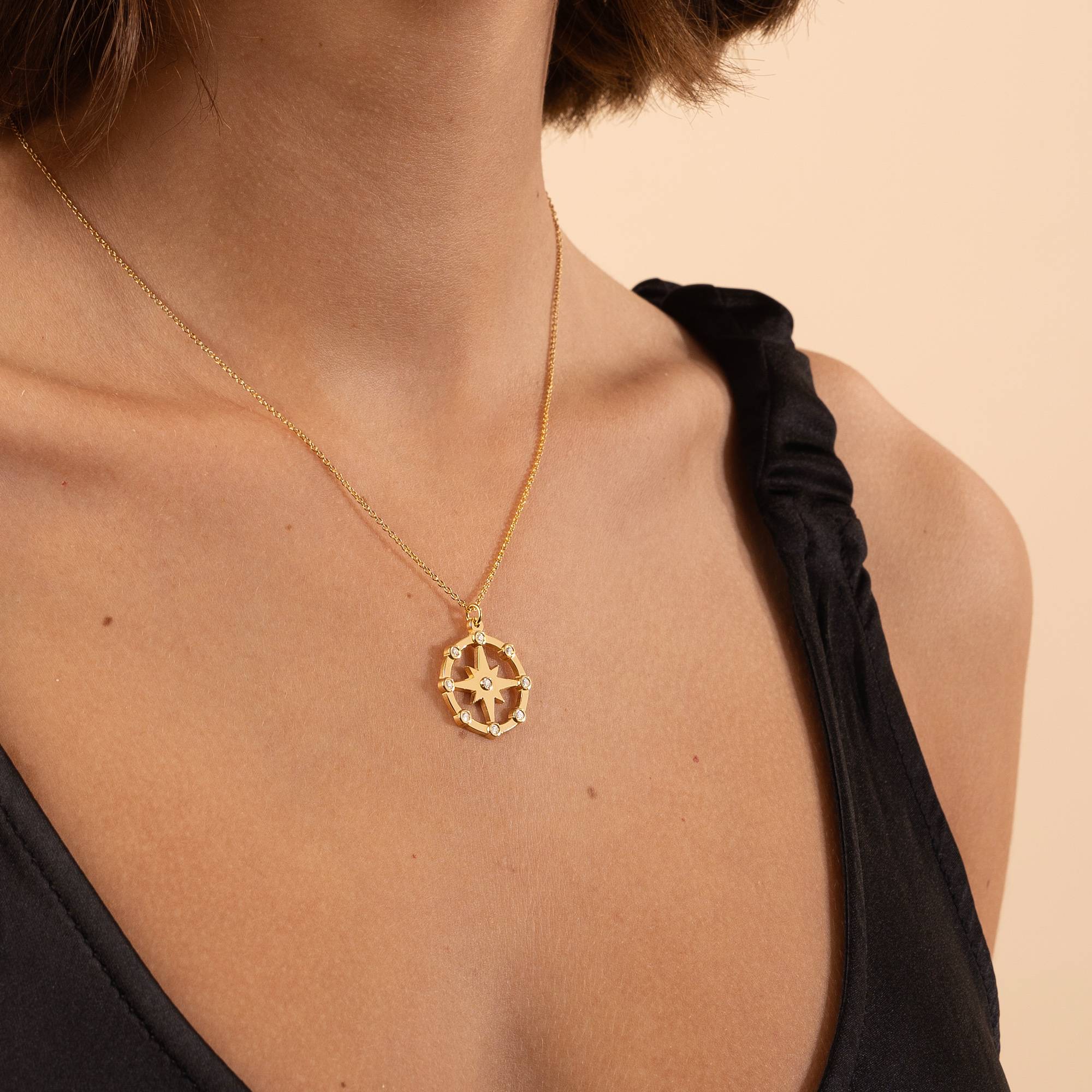 Glitzernder Nordstern-Anhänger mit Diamanten - Gold-Vermeil-1 Glitzernder Nordstern-Anhänger mit Diamanten - Gold-Vermeil-1 Produktfoto