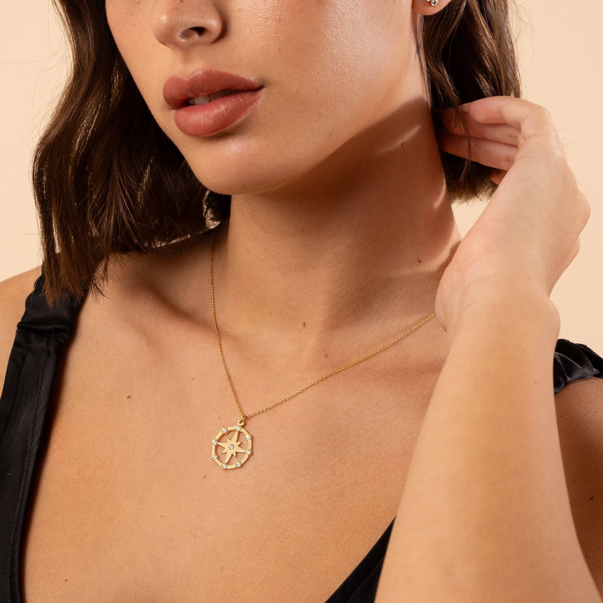 Glitzernder Nordstern-Anhänger mit Diamanten - Gold-Vermeil-4 Glitzernder Nordstern-Anhänger mit Diamanten - Gold-Vermeil-4 Produktfoto