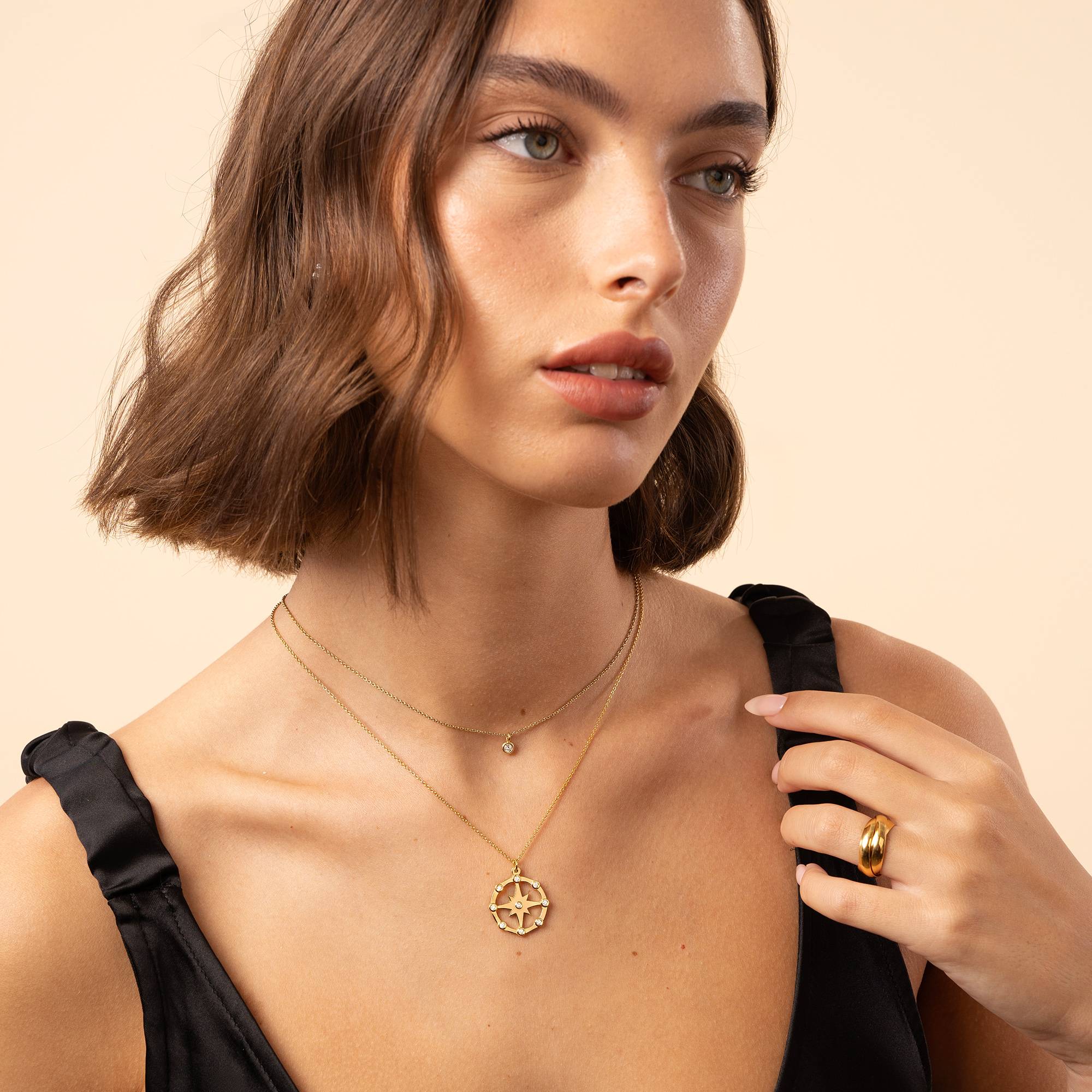 Glitzernder Nordstern-Anhänger mit Diamanten - Gold-Vermeil-2 Glitzernder Nordstern-Anhänger mit Diamanten - Gold-Vermeil-2 Produktfoto