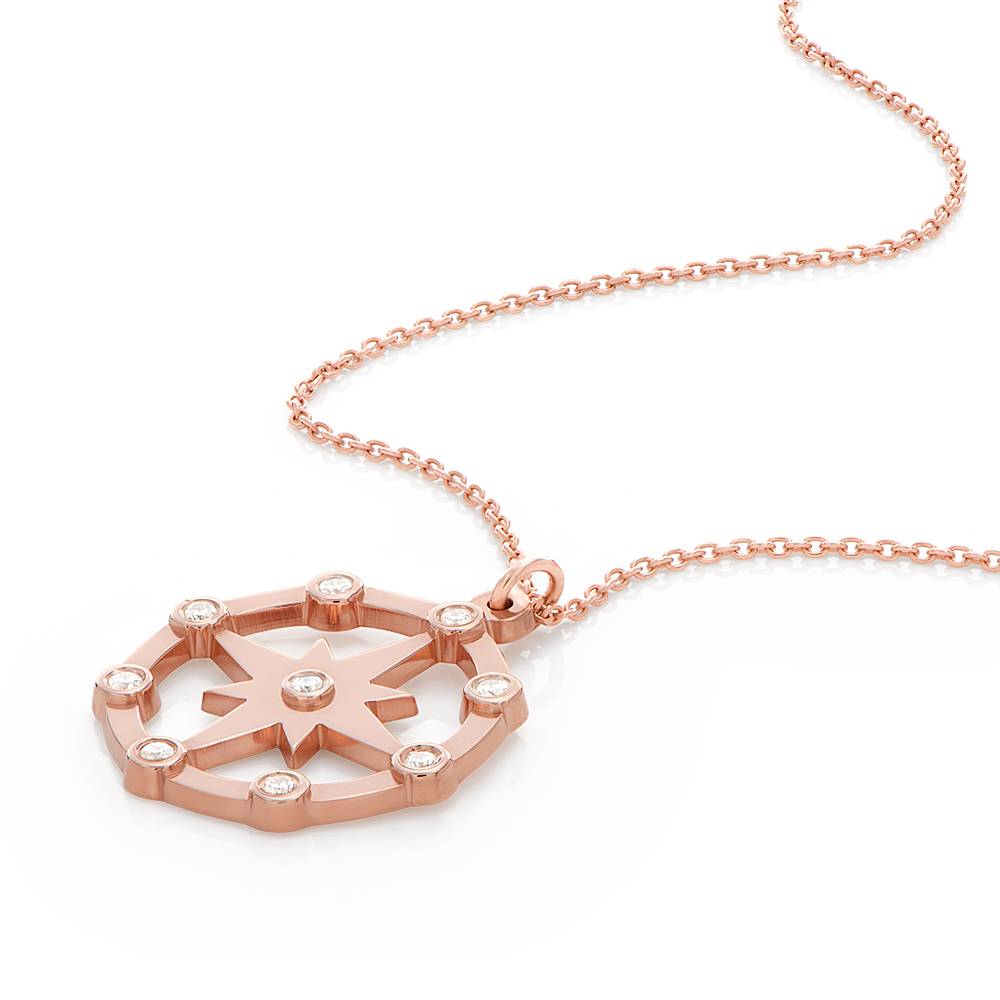 Glitzernder Nordstern-Anhänger mit Diamanten - rosévergoldetes Sterlingsilber-6 Glitzernder Nordstern-Anhänger mit Diamanten - rosévergoldetes Sterlingsilber-6 Produktfoto