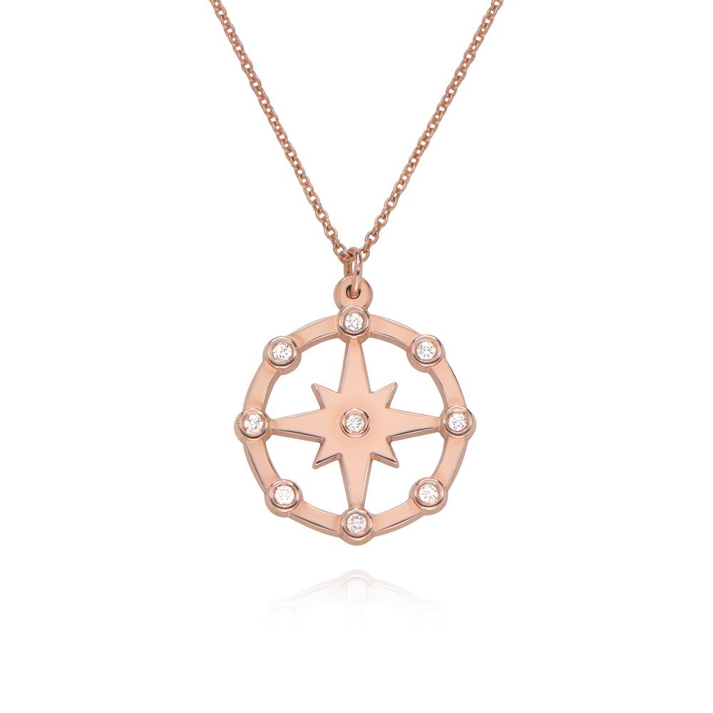 Glitzernder Nordstern-Anhänger mit Diamanten - rosévergoldetes Sterlingsilber-5 Glitzernder Nordstern-Anhänger mit Diamanten - rosévergoldetes Sterlingsilber-5 Produktfoto