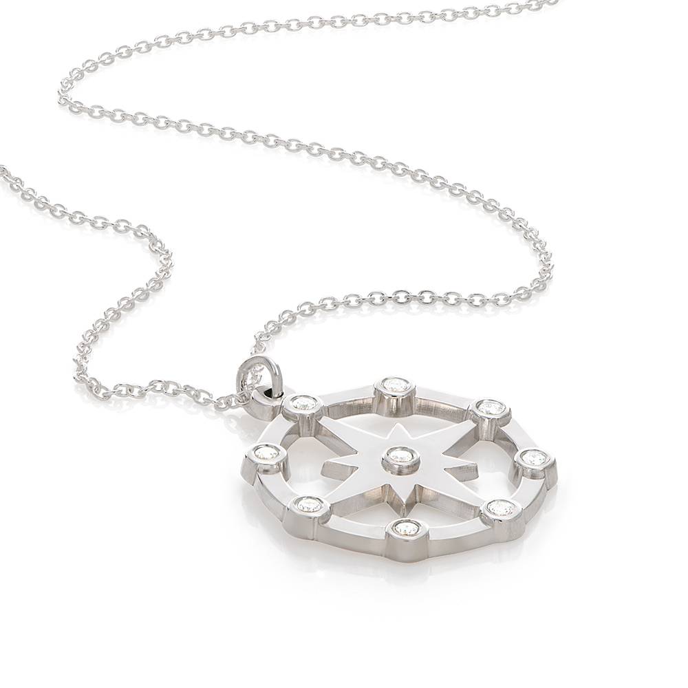 Glitzernder Nordstern-Anhänger mit Diamanten - 925er Sterlingsilber-6 Glitzernder Nordstern-Anhänger mit Diamanten - 925er Sterlingsilber-6 Produktfoto