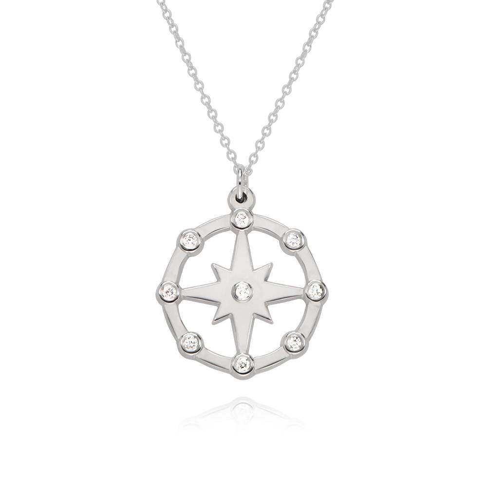 Glitzernder Nordstern-Anhänger mit Diamanten - 925er Sterlingsilber-1 Glitzernder Nordstern-Anhänger mit Diamanten - 925er Sterlingsilber-1 Produktfoto