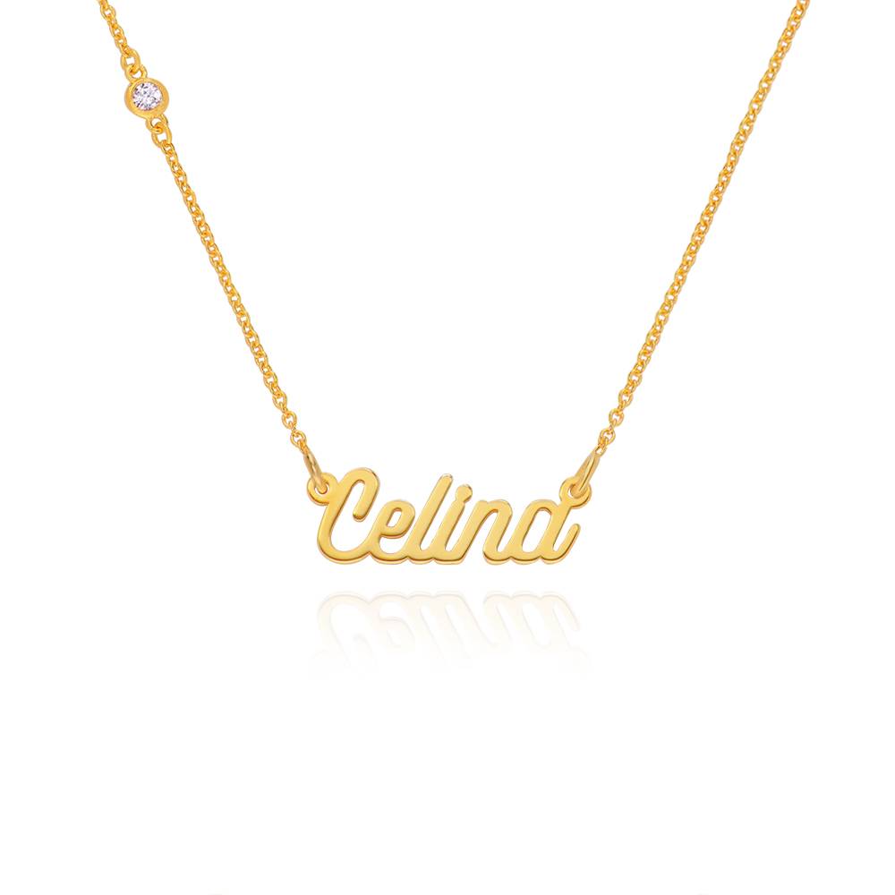 Twirl Script Namenskette mit Diamant - Gold-Vermeil-3 Produktfoto