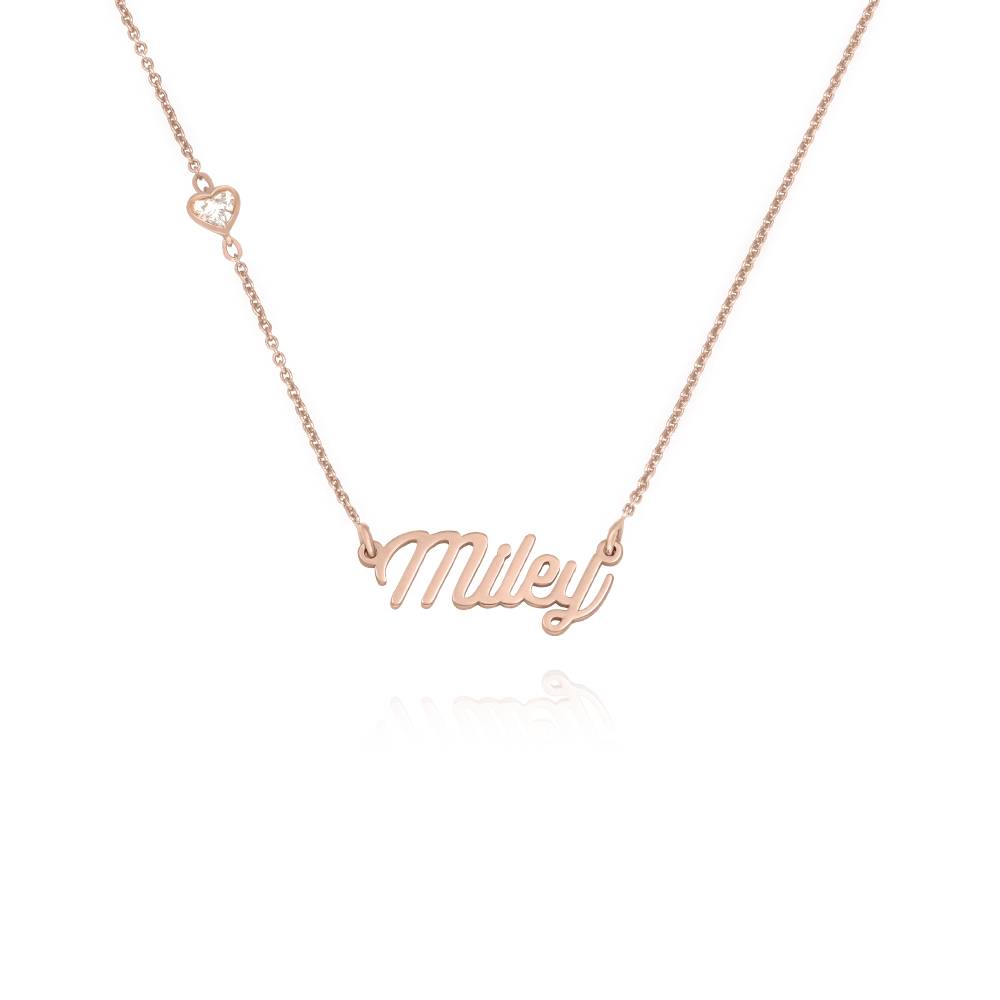 Twirl Script Namenskette mit herzförmigem Diamant - rosévergoldetes Sterlingsilber-2 Produktfoto