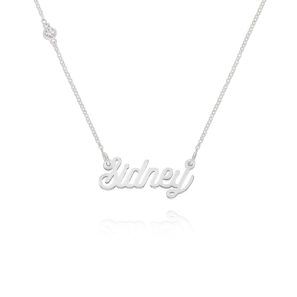 Twirl Script Namenskette mit Diamant - Silber-2 Twirl Script Namenskette mit Diamant - Silber-2 Produktfoto
