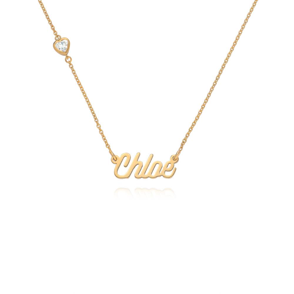 Twirl Script Namenskette mit herzförmigem Diamant - vergoldetes Sterlingsilber-2 Twirl Script Namenskette mit herzförmigem Diamant - vergoldetes Sterlingsilber-2 Produktfoto