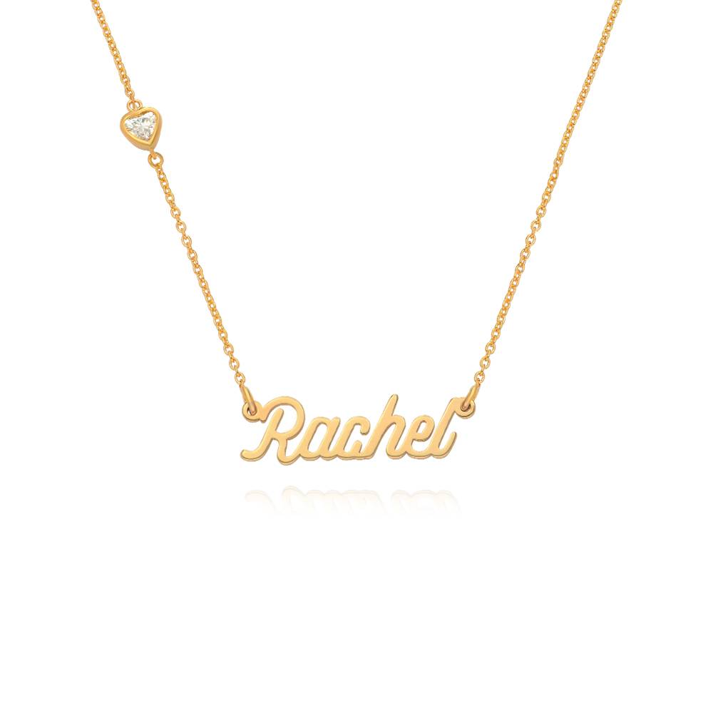 Twirl Script Namenskette mit herzförmigem Diamant - Gold-Vermeil-1 Produktfoto