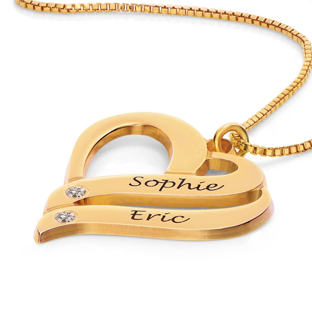 Zwei Herzen für immer vereint – Kette mit Diamanten - Vergoldet-2 Zwei Herzen für immer vereint – Kette mit Diamanten - Vergoldet-2 Produktfoto