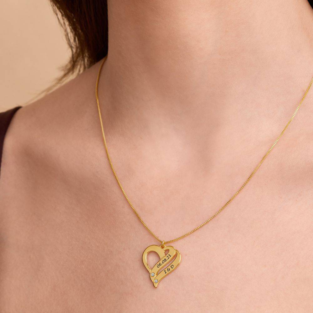 Zwei Herzen für immer vereint – Kette mit Diamanten - Vergoldet-3 Zwei Herzen für immer vereint – Kette mit Diamanten - Vergoldet-3 Produktfoto