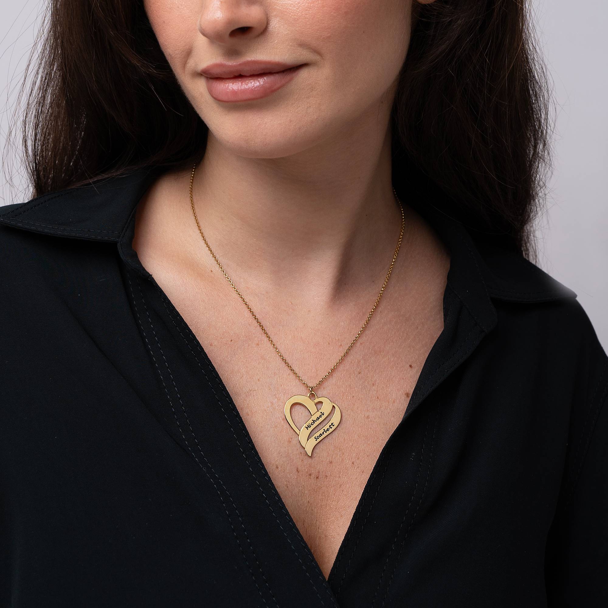 Zwei Herzen für immer vereint - Kette - in Vergoldung-2 Zwei Herzen für immer vereint - Kette - in Vergoldung-2 Produktfoto