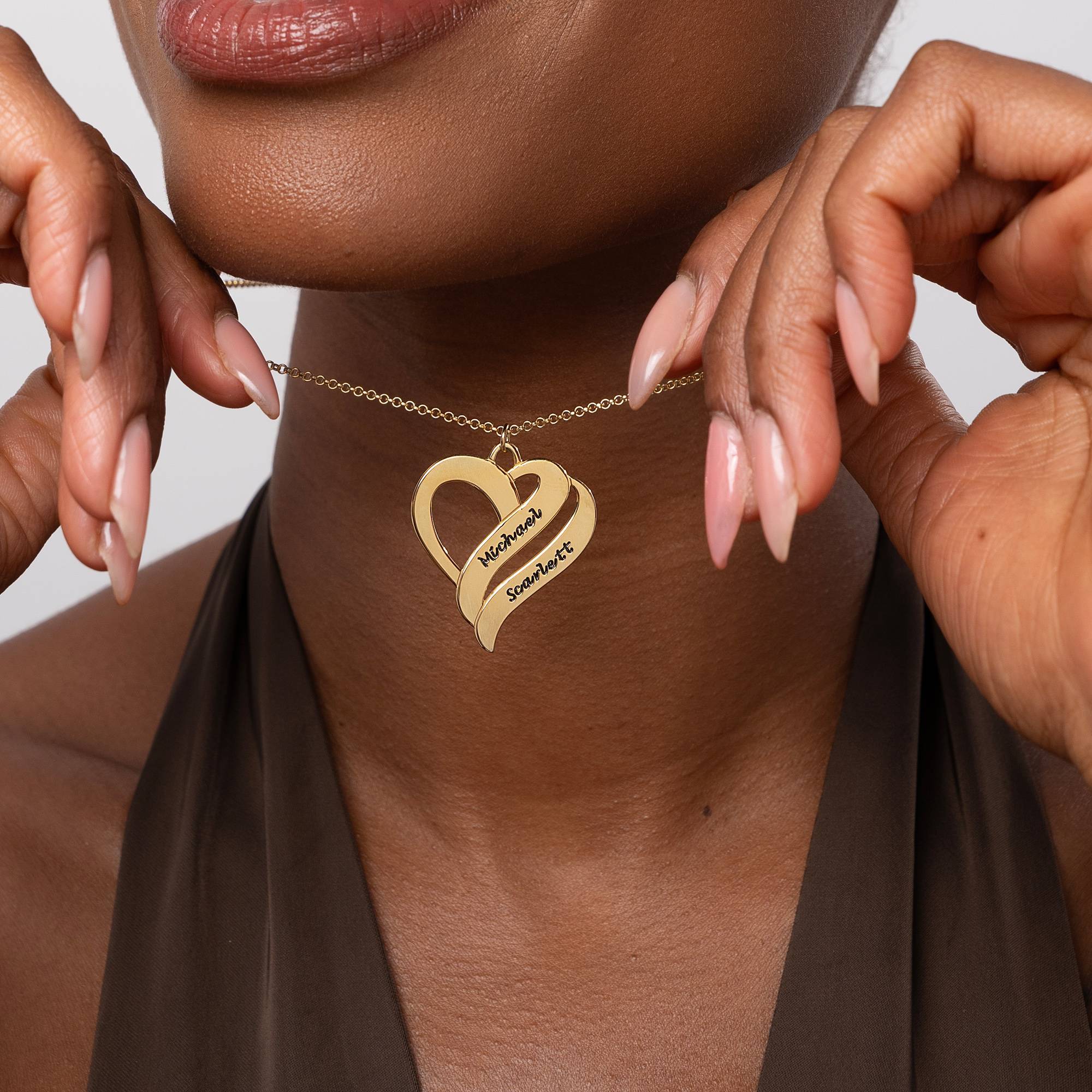 Zwei Herzen für immer vereint - Kette - Gold-Vermeil-2 Produktfoto