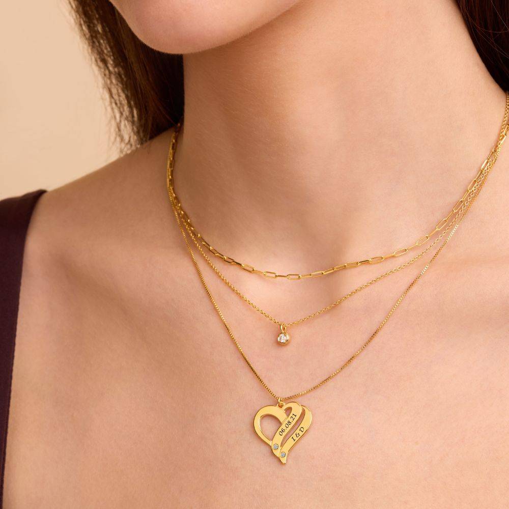 Zwei Herzen für immer vereint – Kette mit Diamanten - Gold-Vermeil-5 Produktfoto