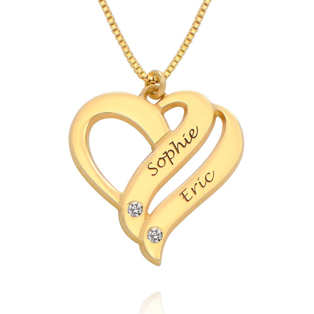 Zwei Herzen für immer vereint – Kette mit Diamanten - Gold-Vermeil-2 Produktfoto
