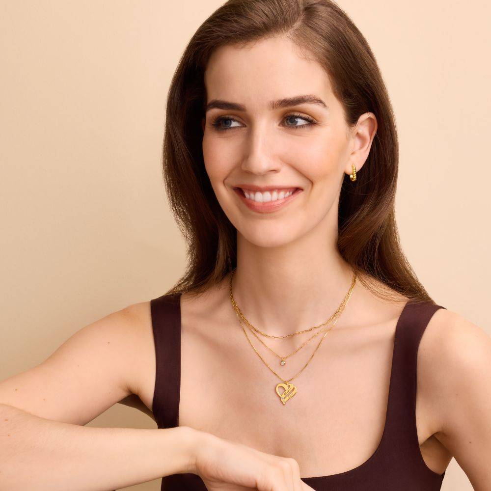Zwei Herzen für immer vereint – Kette mit Diamanten - Gold-Vermeil-4 Produktfoto