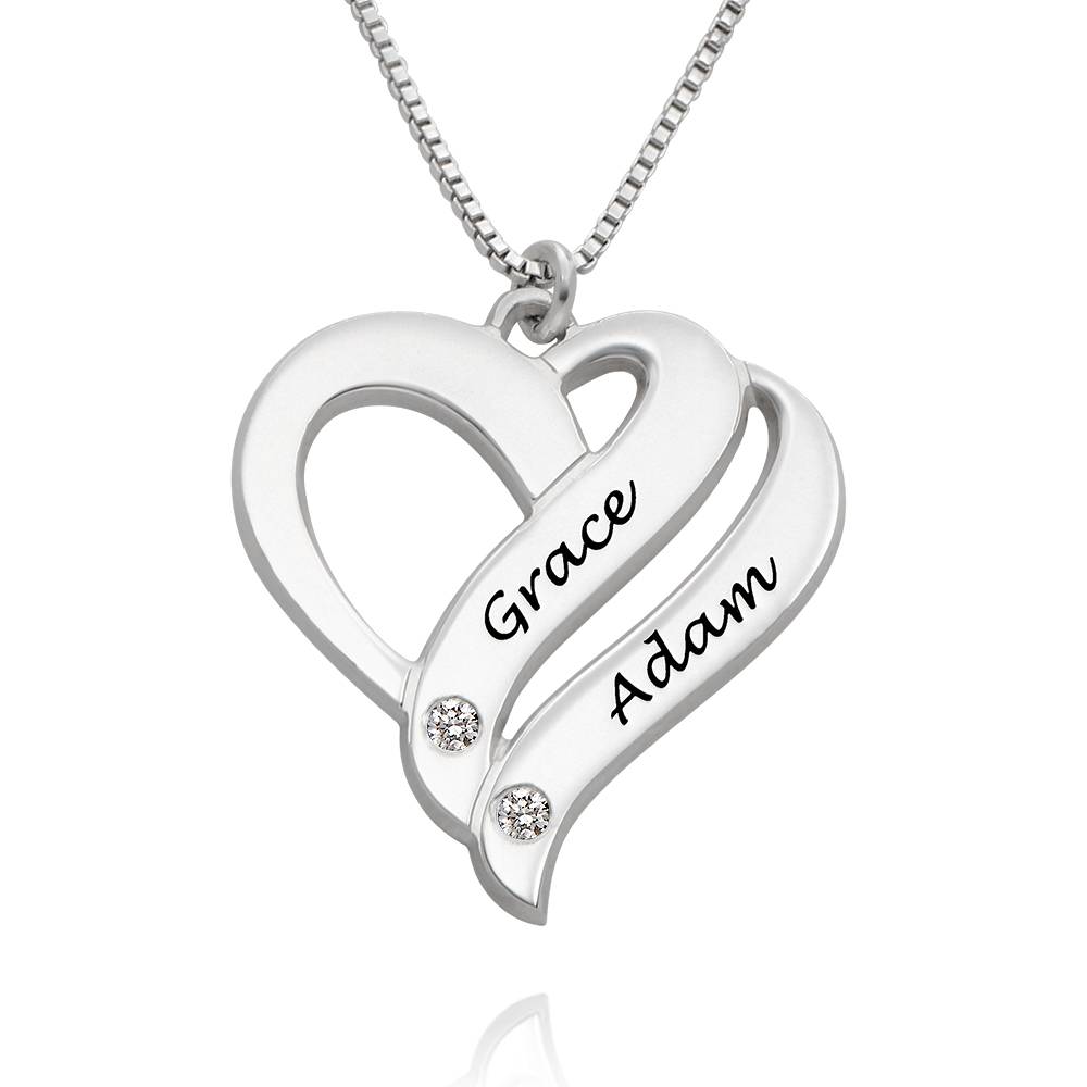 Zwei Herzen für immer vereint – Kette mit Diamanten - Silber-1 Produktfoto