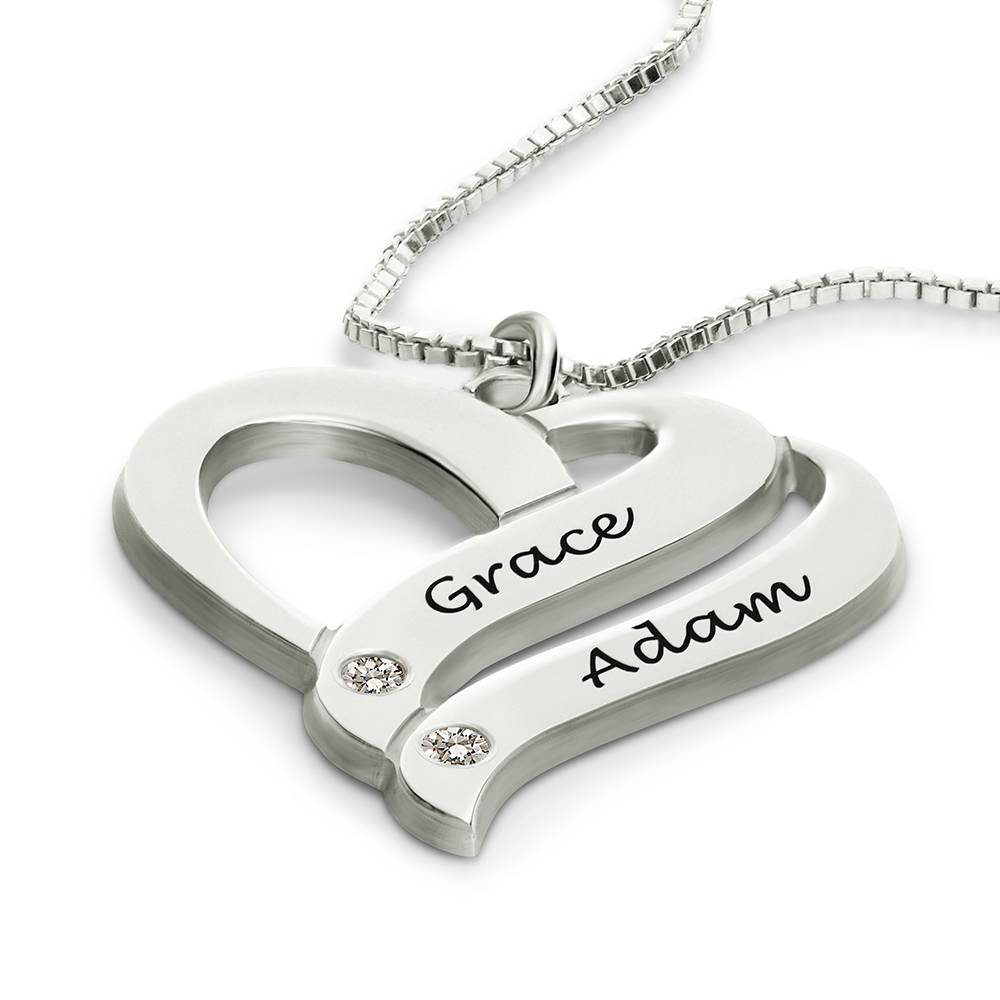 Zwei Herzen für immer vereint – Kette mit Diamanten - Silber-2 Produktfoto