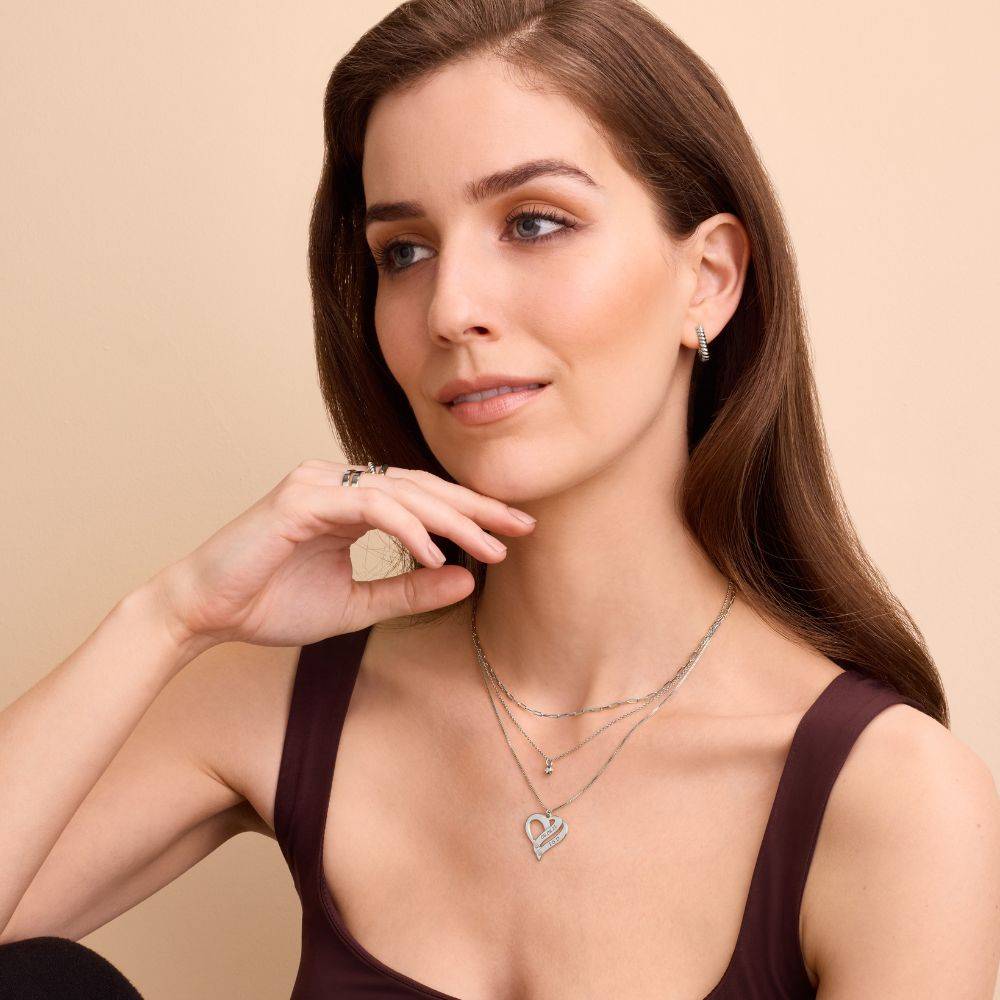 Zwei Herzen für immer vereint – Kette mit Diamanten - 925er Sterlingsilber-6 Zwei Herzen für immer vereint – Kette mit Diamanten - 925er Sterlingsilber-6 Produktfoto